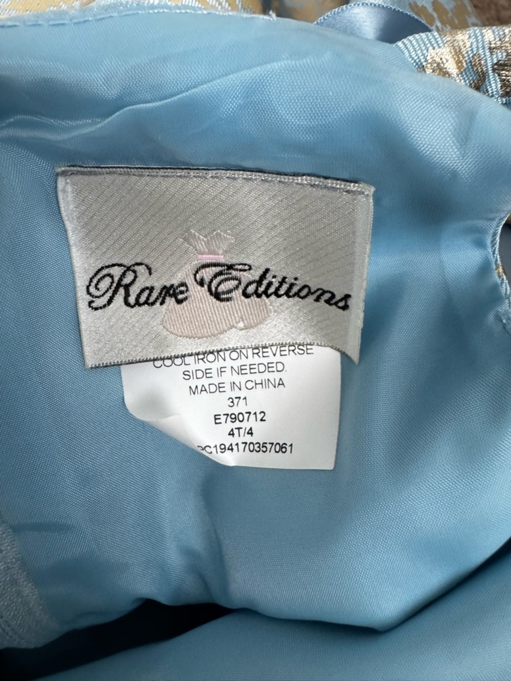 Rare Editions Blue and Gold Metallic Floral Party Dress - Picture 3 of 3
